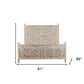 Gray Carved Floral Solid Wood King Bed Frame