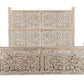 Gray Carved Floral Solid Wood King Bed Frame