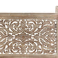 Gray Carved Floral Solid Wood King Bed Frame
