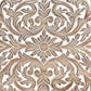 Gray Carved Floral Solid Wood King Bed Frame
