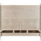 Gray Carved Floral Solid Wood King Bed Frame