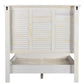 White Carved Geometric Distressed Reclaimed Wood Queen Bed Frame