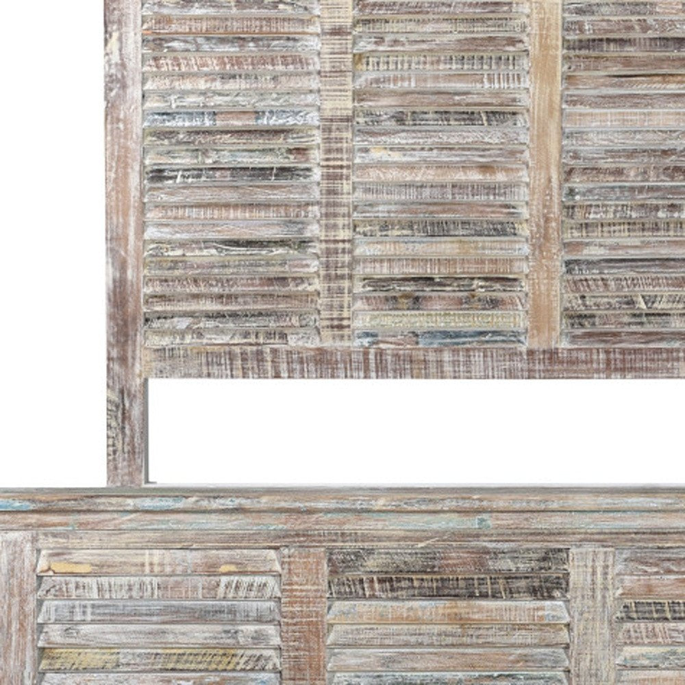 Shutter Solid Wood King Gray Bed
