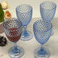Set of Four Blue Diamond Acrylic Stemmed All Purpose Wine Glass
