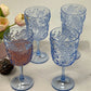 Set of Four Blue Paisley Acrylic Stemmed All Purpose Wine Glass