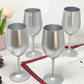 Set of Four Silver Acrylic Stemmed All Purpose Wine Glass