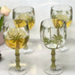 Set of Four Clear and Green Palm Tree Acrylic Stemmed All Purpose Wine Glasses
