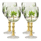 Set of Four Clear and Green Palm Tree Acrylic Stemmed All Purpose Wine Glasses