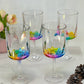 Set of Four Clear and Rainbow Geometric Acrylic Stemmed All Purpose Wine Glasses