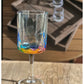Set of Four Clear and Rainbow Geometric Acrylic Stemmed All Purpose Wine Glasses