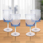 Set of Four Clear and Blue Acrylic Stemmed All Purpose Wine Glass