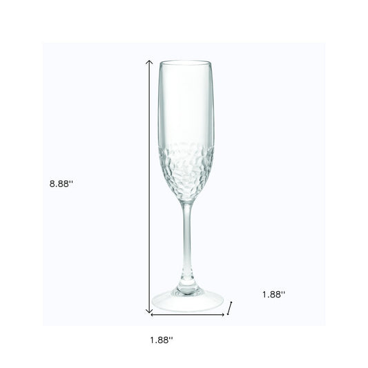 Set of Four Clear Tritan Plastic Stemmed Flute