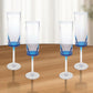 Set of Four Clear and Blue Acrylic Stemmed Flutes