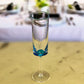 Set of Four Clear and Blue Acrylic Stemmed Flutes