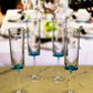 Set of Four Clear And Blue Acrylic Round Bowl Stemmed Flute