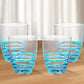 Set of Four Clear and Blue Acrylic Stemless Whiskey Glasses