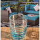 Set of Four Clear and Blue Acrylic Stemless Whiskey Glasses