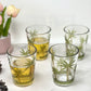 Set of Four Green Floral Acrylic Stemless Whiskey Glass