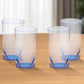 Set of Four Clear and Blue Acrylic Highball Glasses