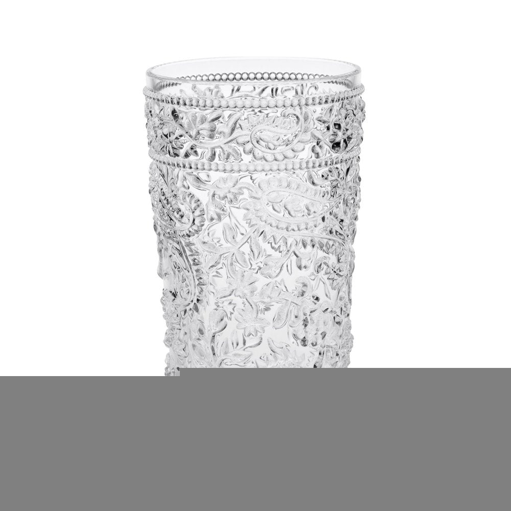 Set of Four Clear Paisley Acrylic Stemless Highball Glass