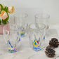 Set of Four Clear and Rainbow Geometric Acrylic Highball Glasses