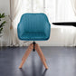 Tufted Teal Blue and Natural Upholstered Velvet Dining Arm Chair
