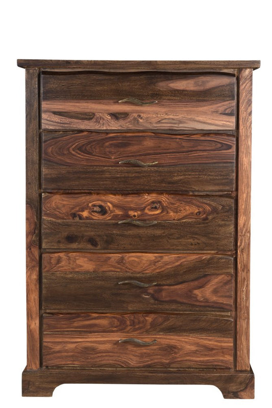51" Brown Solid Wood Live Edge Five Drawer Standard Chest
