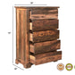 36" Dark Brown Solid Wood Five Drawer Chest