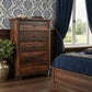 51" Brown Solid Wood Live Edge Five Drawer Standard Chest