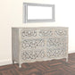 57" White Solid Wood Seven Drawer Dresser
