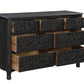 57" Black Solid Wood Seven Drawer Dresser