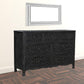 57" Black Solid Wood Seven Drawer Dresser
