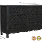 57" Black Solid Wood Seven Drawer Dresser