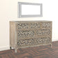 57" Gray Solid Wood Seven Drawer Dresser