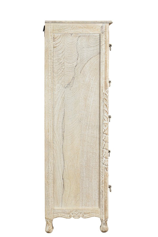 57" White Solid Wood Seven Drawer Dresser