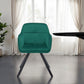 Tufted Green And Black Velvet and Metal Dining Arm Chair