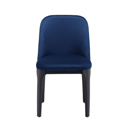 Blue and Black Upholstered Velvet Dining Side Chair