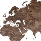 47" X 79" Dark Brown Wood World Map Hanging Dimensional Sculpture