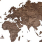 47" X 79" Dark Brown Wood World Map Hanging Dimensional Sculpture