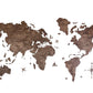 47" X 79" Dark Brown Wood World Map Hanging Dimensional Sculpture