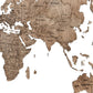 24" X 39" Brown Wood World Map Hanging Dimensional Sculpture