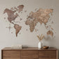 24" X 39" Brown Wood World Map Hanging Dimensional Sculpture