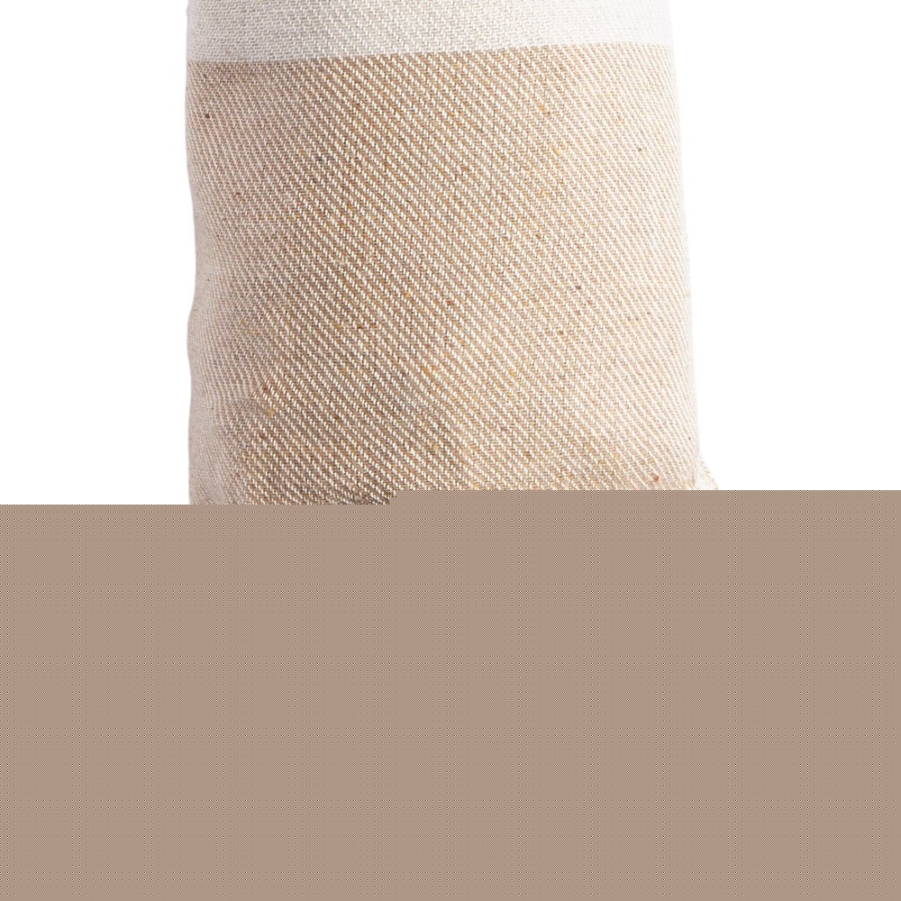 59" X 71" Beige and Ivory Cotton Striped Turkish Towel Throw Blanket with Tassels