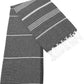 39" X 71" White and Black Cotton Turkish Towel Throw Blanket with Tassels