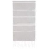 39" X 71" Gray Cotton Knitted Striped Turkish Towel Throw Blanket with Fringe