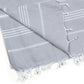 39" X 71" Gray Cotton Knitted Striped Turkish Towel Throw Blanket with Fringe