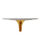 32" White and Gold Rounded Marble and Metal Bar Table