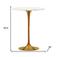 32" White and Gold Rounded Marble and Metal Bar Table