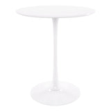 36" White Rounded Manufactured Wood and Metal Bar Table