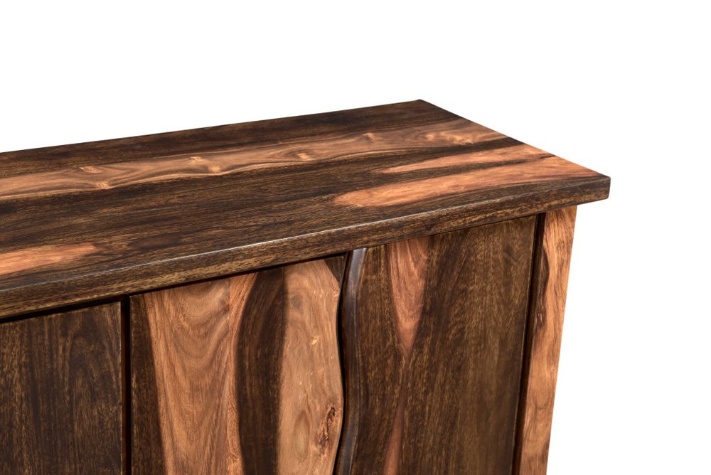 72" Dark Brown Solid Wood Live Edge Sideboard with Six Doors